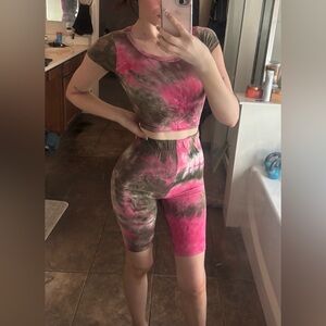 Tie-Dye Crop Top and biker Shorts Set